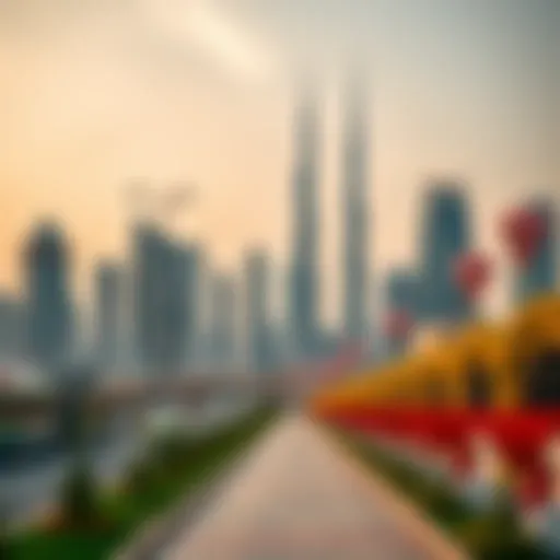 Overview of Dubai skyline during a bank holiday