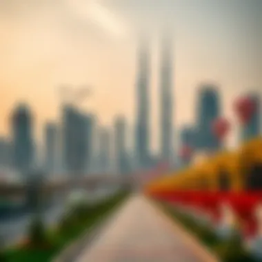 Dubai Skyline on a Festive Day Overview of Dubai skyline during a bank holiday