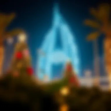 Christmas Light Display in Dubai Stunning light display illuminating a Dubai landmark for Christmas