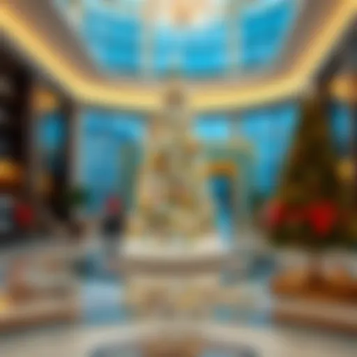 Sparkling Christmas tree in a luxurious Dubai hotel lobby