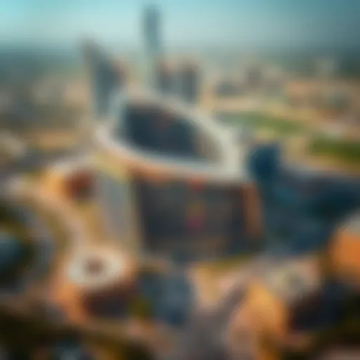 Architectural Marvel of City Centre Muisem Aerial view of City Centre Muisem showcasing its architectural beauty and surrounding landscape.