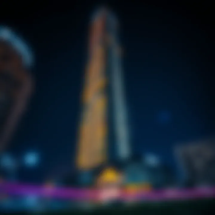 Damac XL Tower illuminated at night, highlighting its modern features