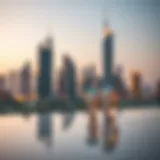 Luxurious De Grisogono jewelry displayed against a backdrop of Dubai skyline.