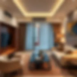 Modern bachelor apartment interior with stylish furniture