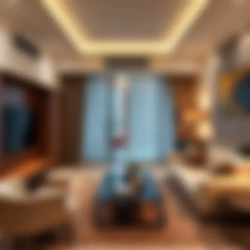 Modern bachelor apartment interior with stylish furniture
