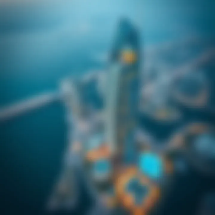 Aerial View of Blue Bay Tower Stunning aerial view of Blue Bay Tower showcasing its modern architecture and surrounding landscape