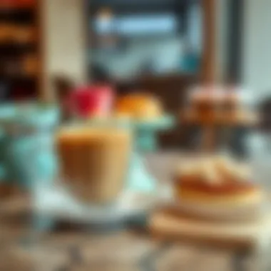 Artisan Coffee and Pastry Delight Artisan coffee cup beside a tempting pastry display