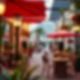 Charming Outdoor Café Atmosphere Charming outdoor café setup with vibrant décor