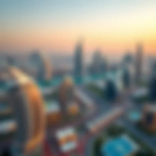 Modern Marvels of Dubai Panoramic view of Dubai skyline showcasing modern architecture