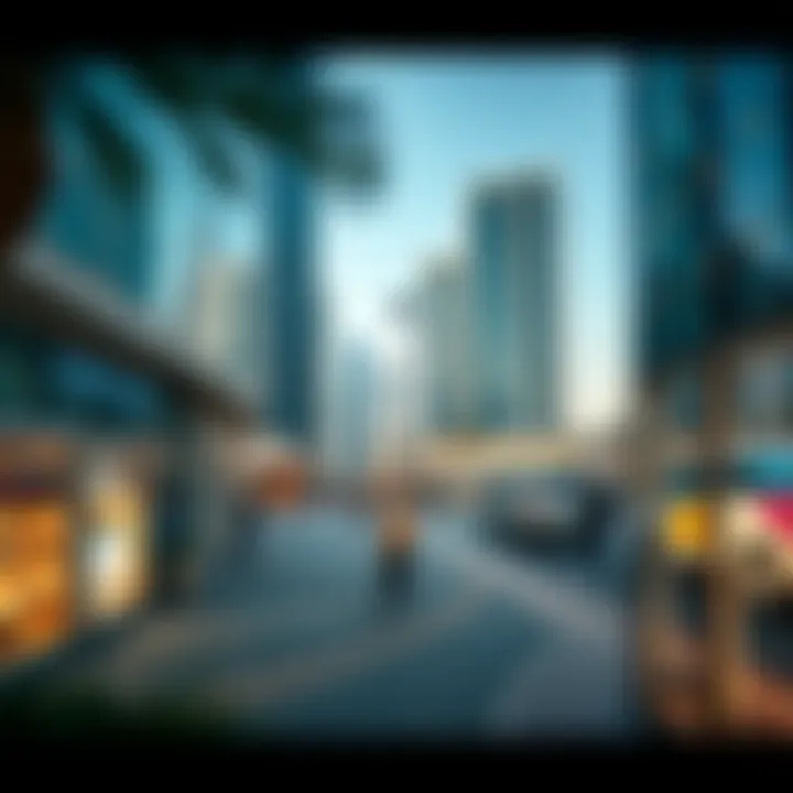 A glimpse of the commercial landscape with modern office buildings and retail spaces