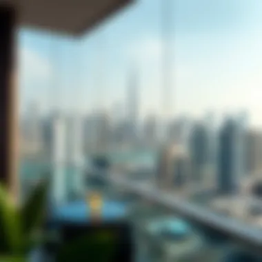 Breathtaking Skyline View from Balcony Stunning skyline view from a hotel apartment balcony
