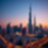 Dubai Skyline at Dusk Stunning skyline view of Dubai showcasing modern architecture