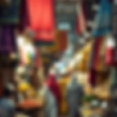 The Vibrant Souk of Old Dubai Bustling souk filled with vibrant textiles and spices