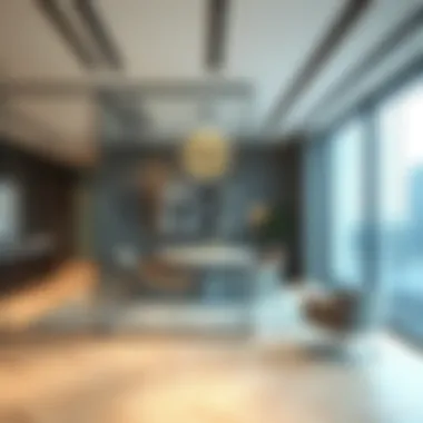 Elegant office layout featuring glass partition walls