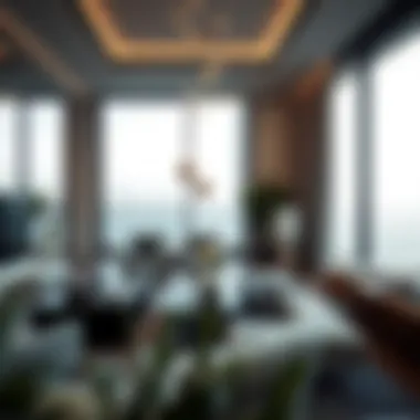 Elegance Redefined: Interior of a Sea View Apartment Luxurious living room with sea view in a modern apartment