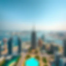 Stunning skyline view of Dubai with sea horizon