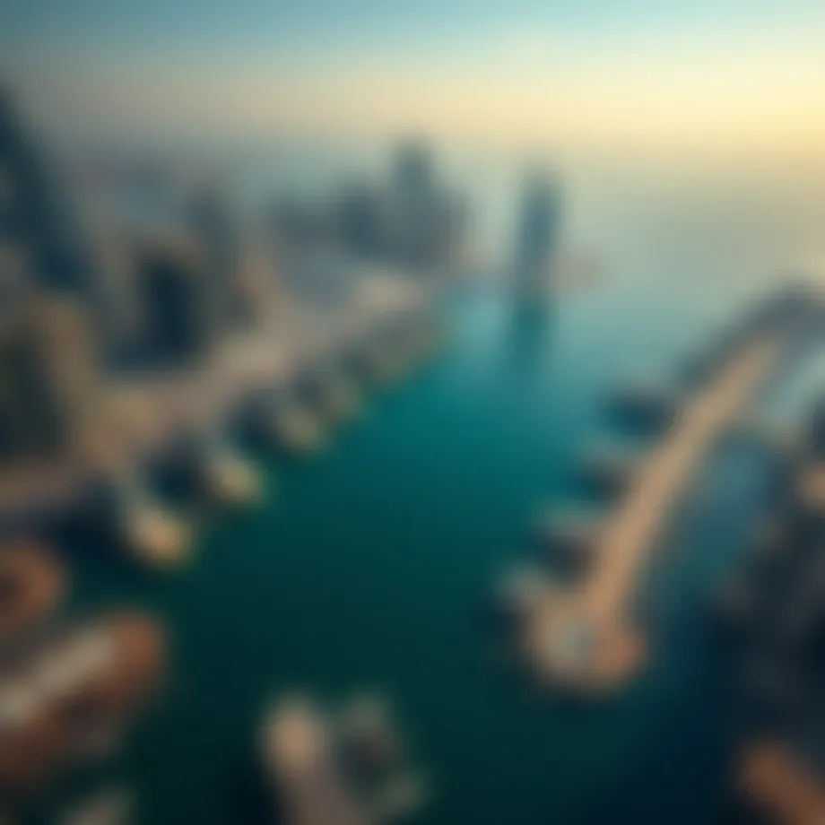 Aerial view of Dubai Marina showcasing its iconic skyline and waterfront.