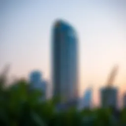 Stunning exterior view of Zada Tower at sunset