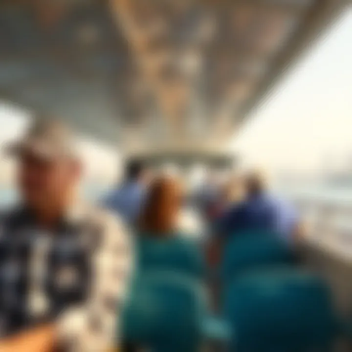 Delightful Moments on the Dubai Ferry Passengers enjoying a scenic ride on a ferry in Dubai