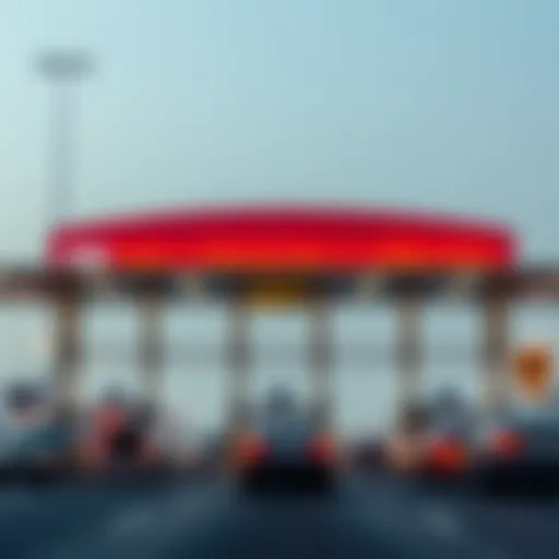 Salik Toll Gate Overview Salik toll gate on the route from Dubai to Sharjah