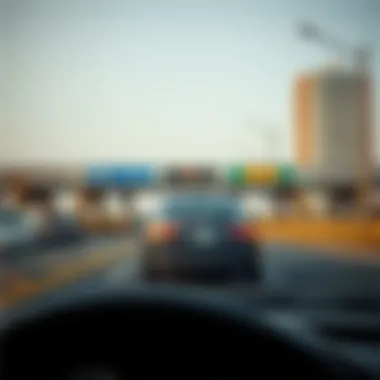 Vehicle Navigating Salik A vehicle passing through a Salik toll system