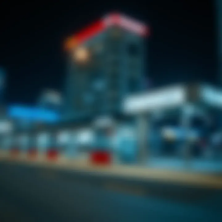 A view of the Centrepoint metro station at night