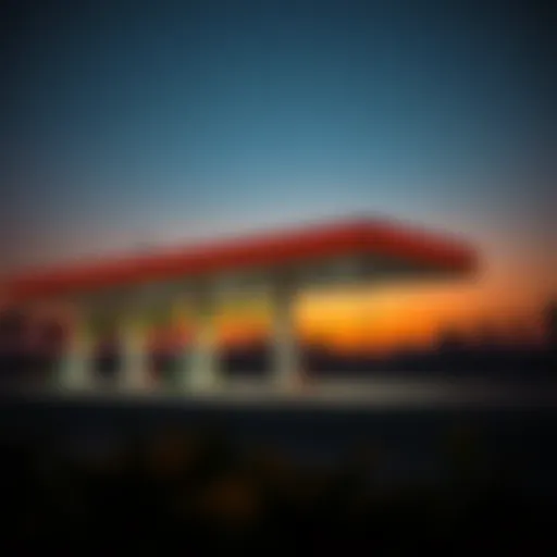 Petrol station in Dubai during sunset
