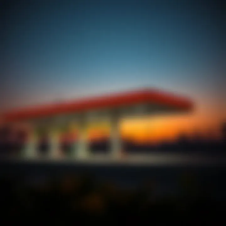 Petrol station in Dubai during sunset