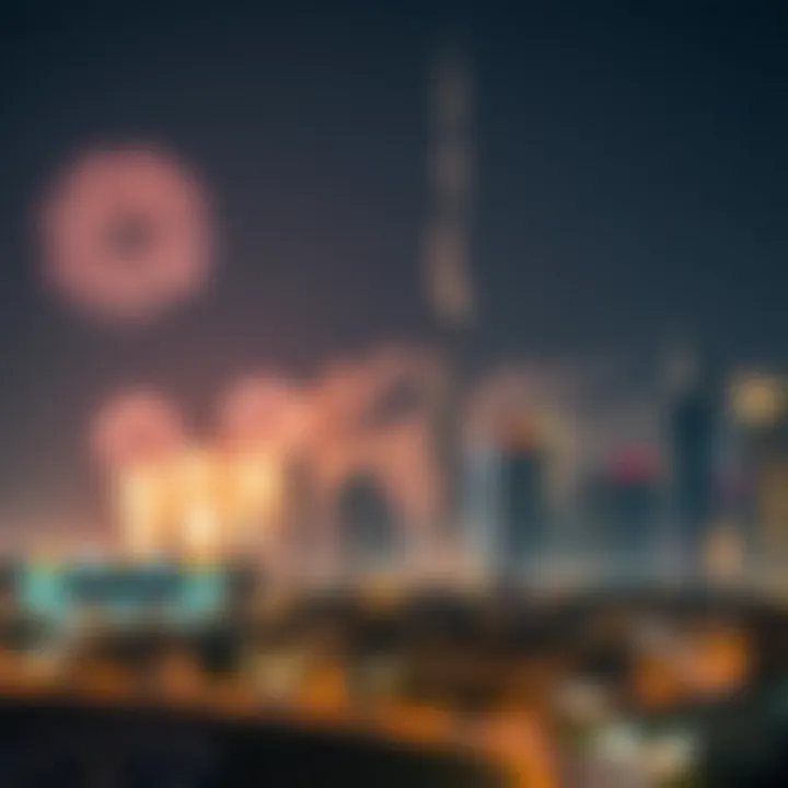 Spectacular fireworks lighting up the Dubai skyline