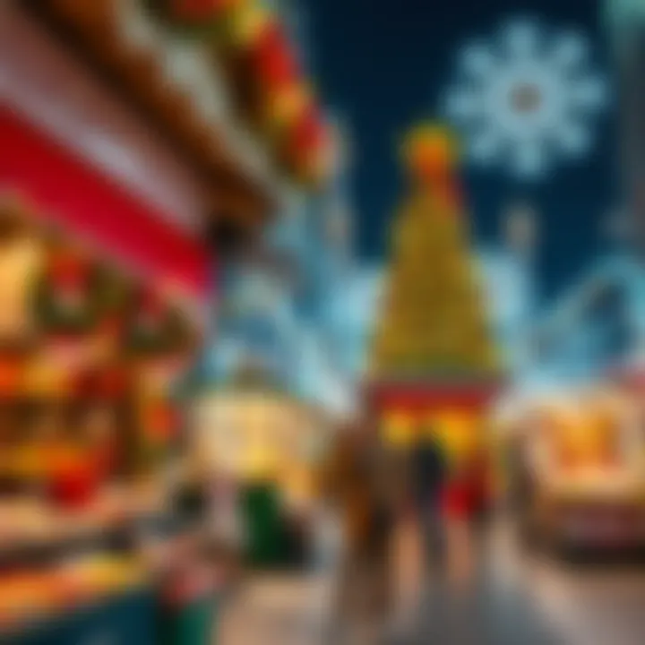 A vibrant market showcasing local traditions and holiday goods