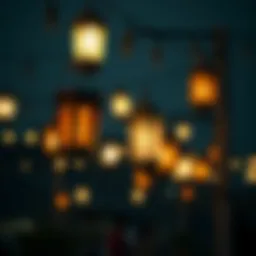 Traditional lanterns illuminating a festive night during Ramadan