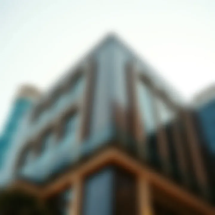 Architectural details of a prominent Business Bay structure