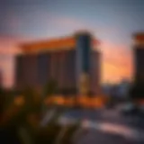 Damac Prive luxury facade at sunset