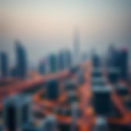 Modern Skyline of Dubai's Freehold Areas Panoramic view of a modern skyline in Dubai showcasing freehold properties